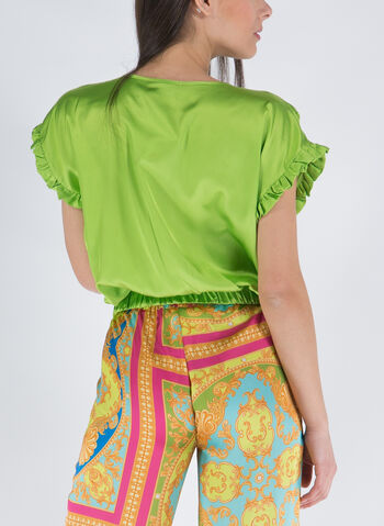 BLUSA A MANICHE CORTE, AVOCADO GREEN, small