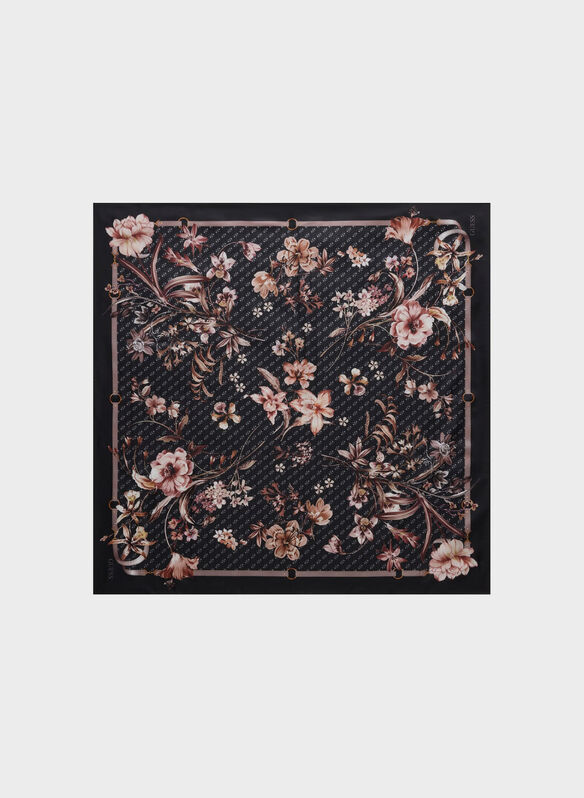 FOULARD CON STAMPA FLOREALE, BLA BLK, medium