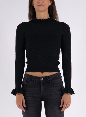 MAGLIONE CON PUNTO INTRECCIATO, 053 BLK, small