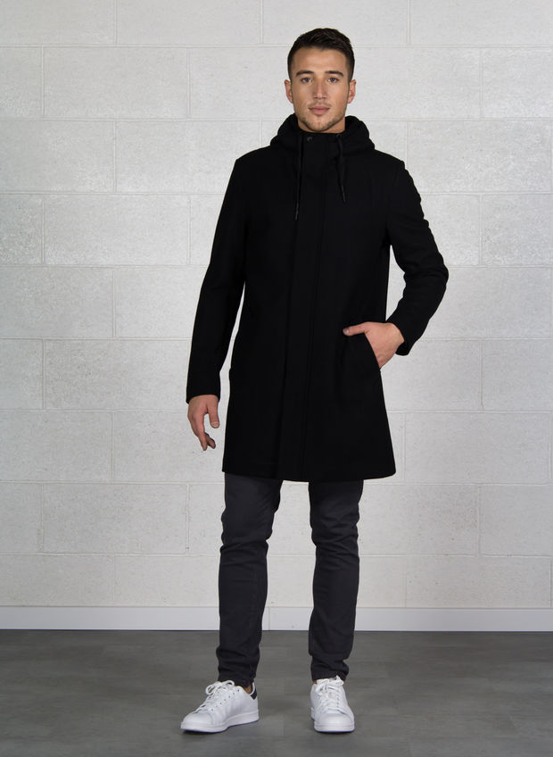 ANTONY MORATO CAPPOTTO LUNGO IN PANNO CON CAPPUCCIO Nero Uomo | Sport85