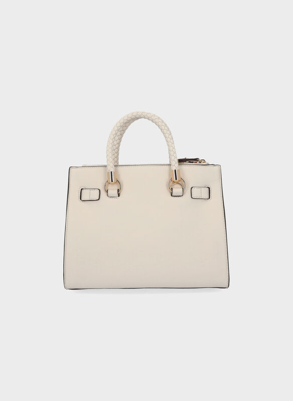 BORSA SATCHEL PICCOLA CON CHARMS, X0459 CREMA, medium