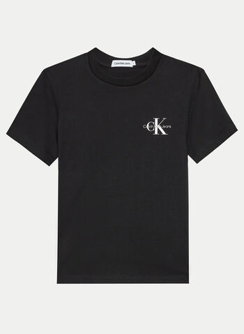 T-SHIRT PRINTED MONOGRAM LOGO RAGAZZO, BEH BLK, small