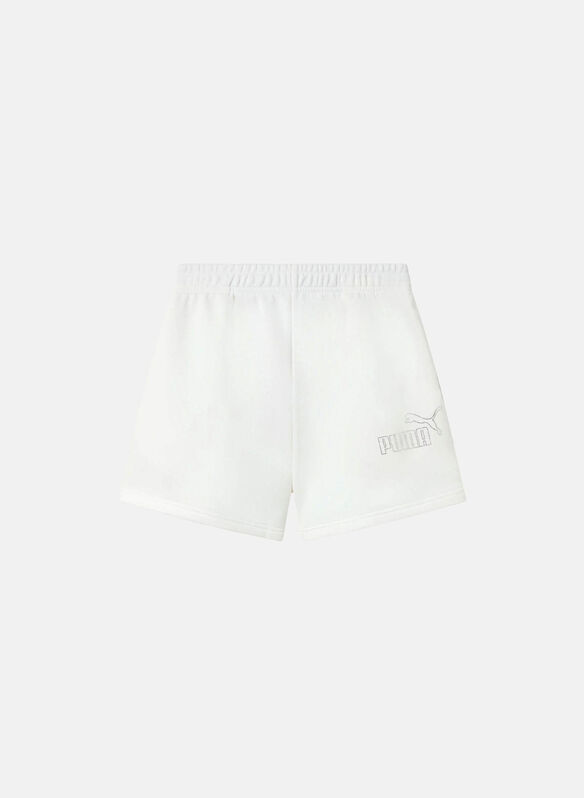 SHORT RHINESTONE LOGO CON STRASS RAGAZZA, 02 WHT, medium