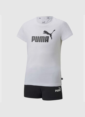 COMPLETO T-SHIRT + SHORT LOGO RAGAZZA, 02 WHTBLK, small