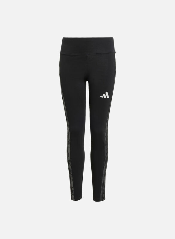 LEGGINGS 3-STRIPES ANIMALIER RAGAZZA, BLK, medium