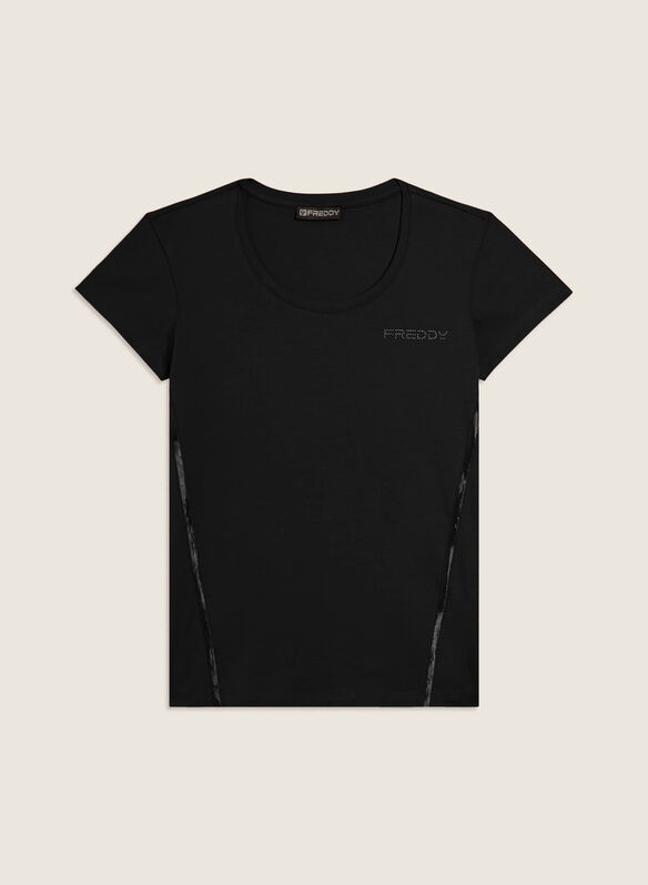 T-SHIRT MANICA CORTA CON LOGO, N BLK, medium