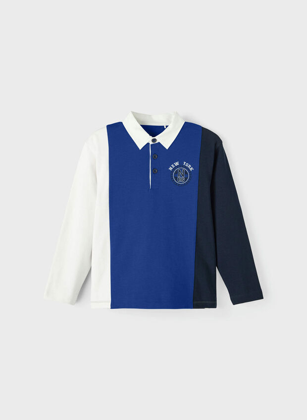 POLO BASIMO BICOLOR RAGAZZO, SURF THE WEB BLUE, large