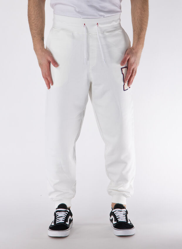 PANTALONE DA TUTA CON PATCH, YAC WHT, large
