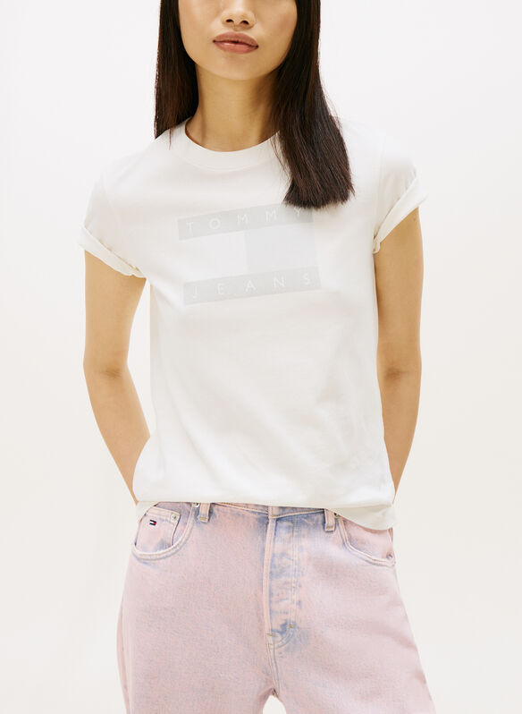 T-SHIRT CON BANDIERA TOMMY, 0K9 PANNA, medium