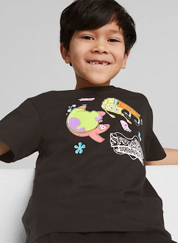 T-SHIRT SPONGEBOB BAMBINO, 01 BLK, medium