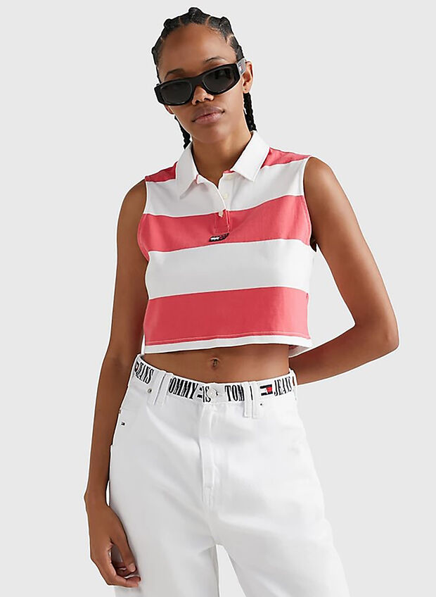 TOP CROP A RIGHE SENZA MANICHE, TJN FUXIAWHT, large