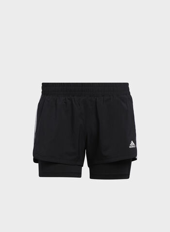 SHORTS PACER 3-STRIPES WOVEN TWO-IN-ONE, BLK, small