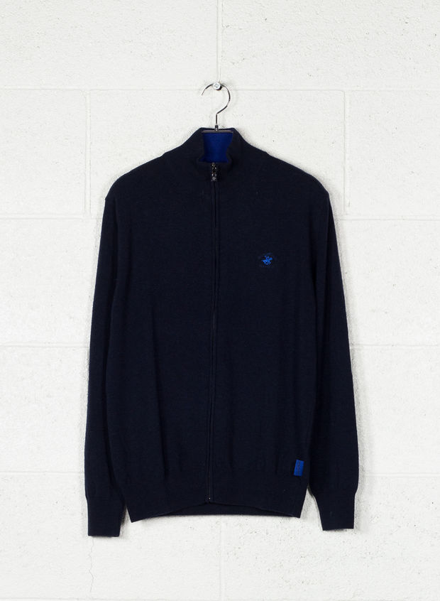 BEVERLY HILLS POLO CLUB MAGLIONE FULL ZIP RICAMO Blu Uomo | Sport85