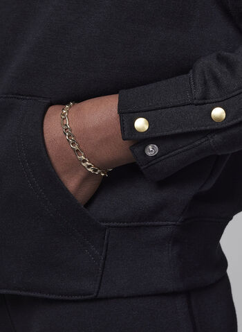 FELPA HOODIE JORDAN SHINE RAGAZZA, 023 BLKGOLD, small