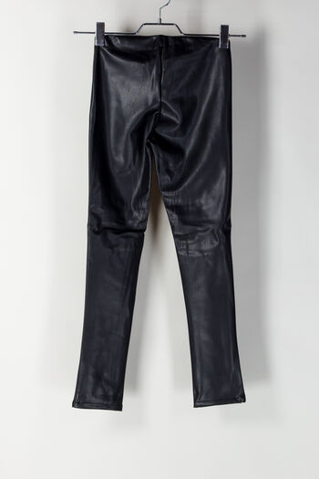 LEGGINGS ECOPELLE RAGAZZA, BLK, small