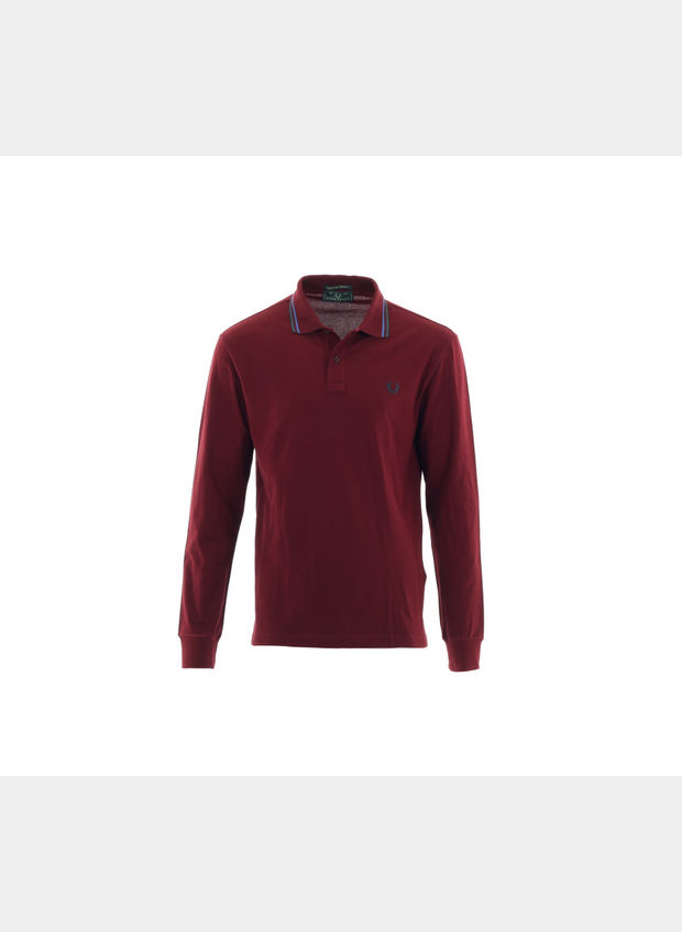 POLO COLLO RIGATO PIQUET STRETCH UOMO, 3232BORDO, large