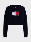 MAGLIONE BIG LOGO CROP STRASS, C1N NVY, thumb