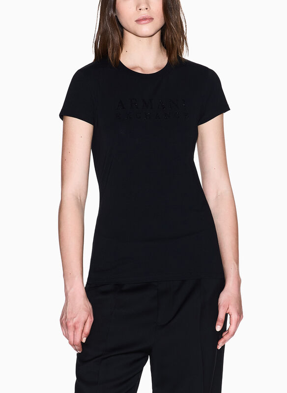 T-SHIRT LOGO AX STRASS, UC001 BLK, medium