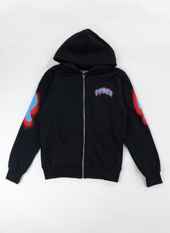 FELPA MURALES CON CAPPUCCIO RAGAZZO, 110 BLK, small