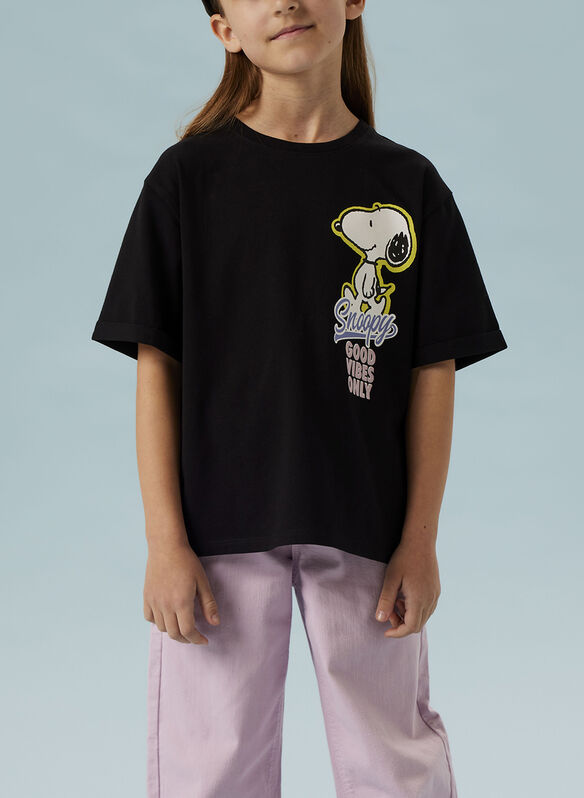T-SHIRT SNOOPY RAGAZZA, BLACK, medium
