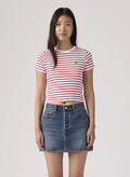T-SHIRT CROP RIGATA, 0045 WHTRED, thumb