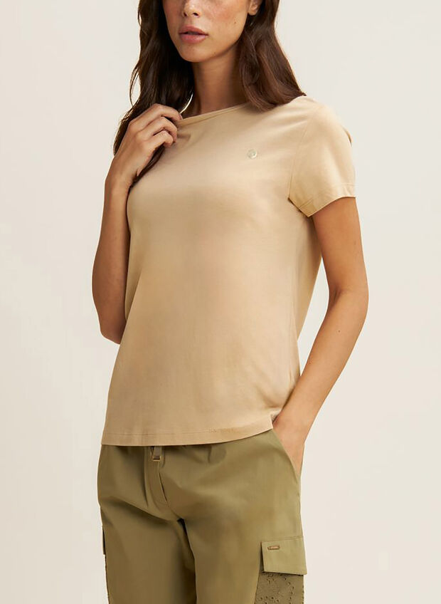 T-SHIRT CON INSERTO POSTERIORE IN SANGALLO, Z80 SABBIA, large