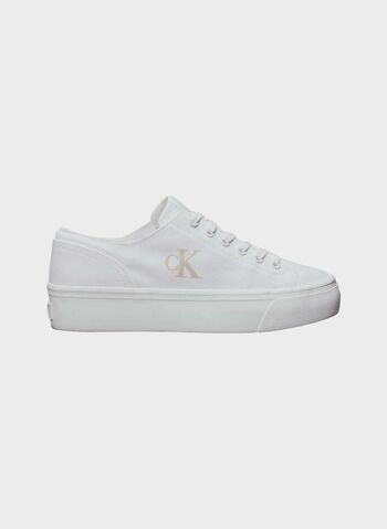 SCARPA IN TELA CON PLATEAU E LOGO, 01W WHT, small