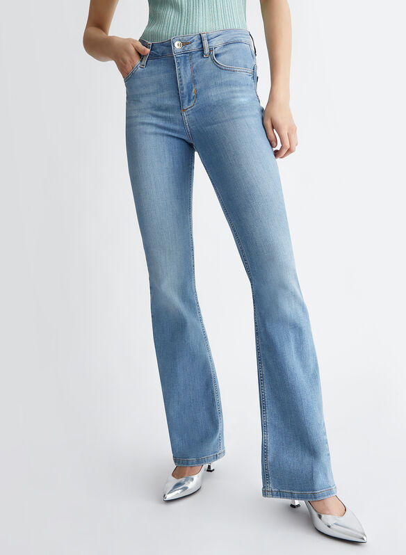 JEANS FLARE A VITA ALTA, 78398 CHIARO, medium