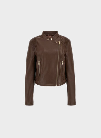 GIACCA BIKER SIMILPELLE, FN09 CIOCCOLATO, small