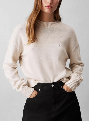 MAGLIONE GIROCOLLO MICRO LOGO, PDH AVORIO, small