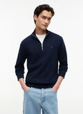 MAGLIONE COTONE 1/2 ZIP ESS, C1G NVY, thumb
