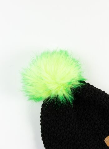CAPPELLO MAGLIA PON PON FLUO, NEROVERDE, small