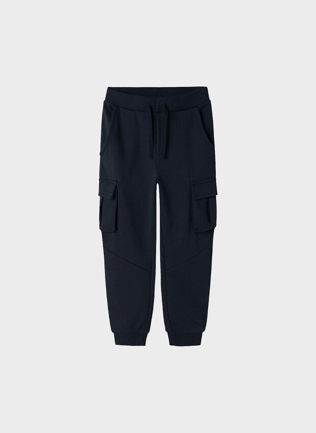 PANTALONE CARGO IN FELPA, DARK SAPPHIRE NVY, large