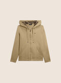 FELPA CON ZIP E CAPPUCCIO FODERA ANIMALIER, Z99 BEIGE, thumb