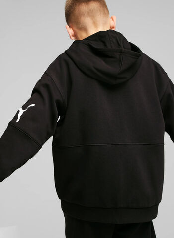 FELPA ESSENTIALS CON CAPPUCCIO RAGAZZO, 01 BLK, small