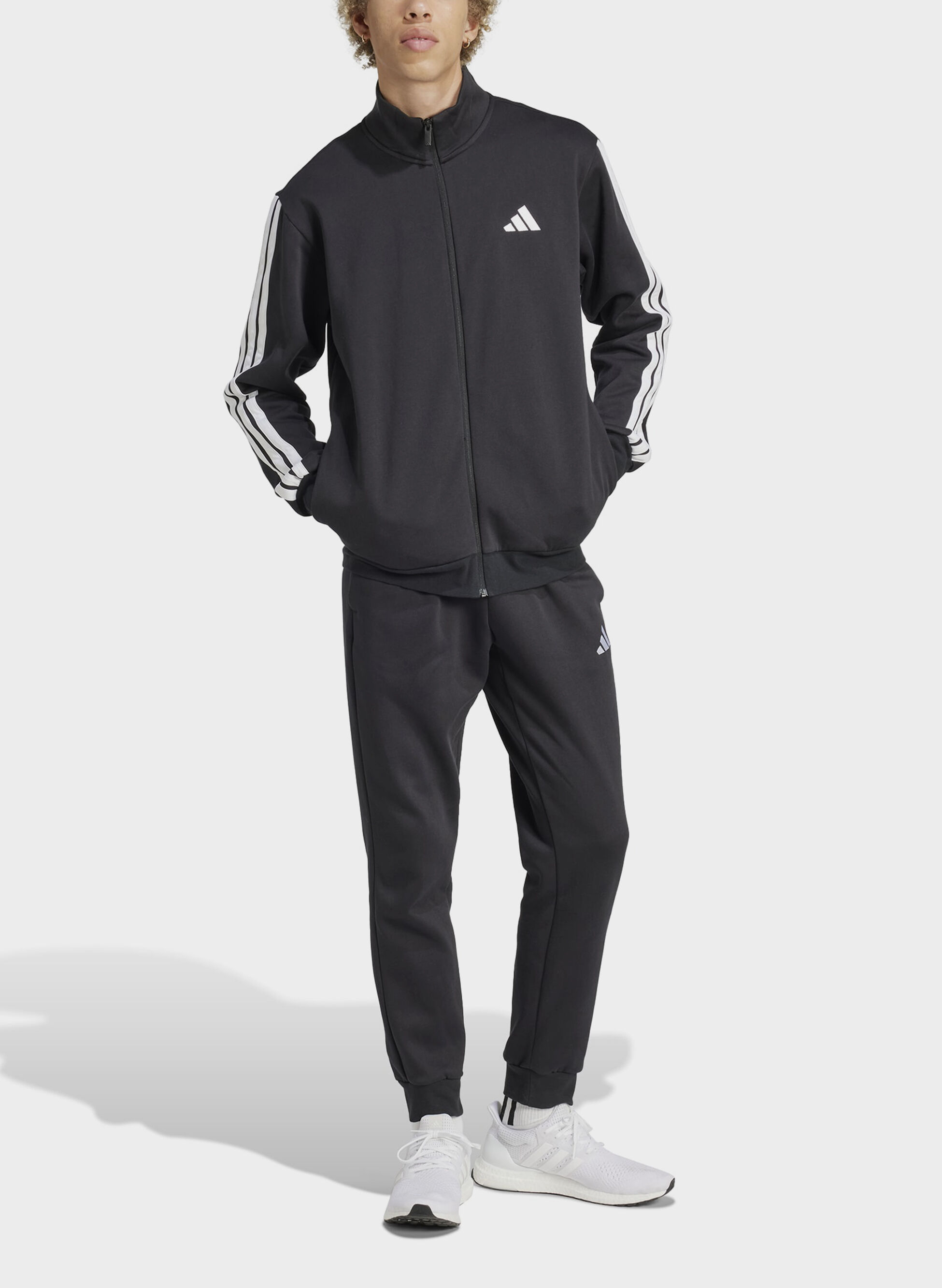 adidas performance Tuta Sportswear Basic 3-Stripes Fleece nera da uomo