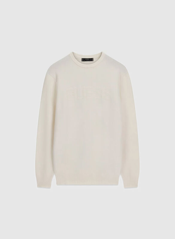 MAGLIONE GIROCOLLO LOGO, A00O PANNA, medium