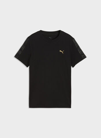 T-SHIRT ESSENTIAL TAPE GLITTER RAGAZZA, 01 BLK, small