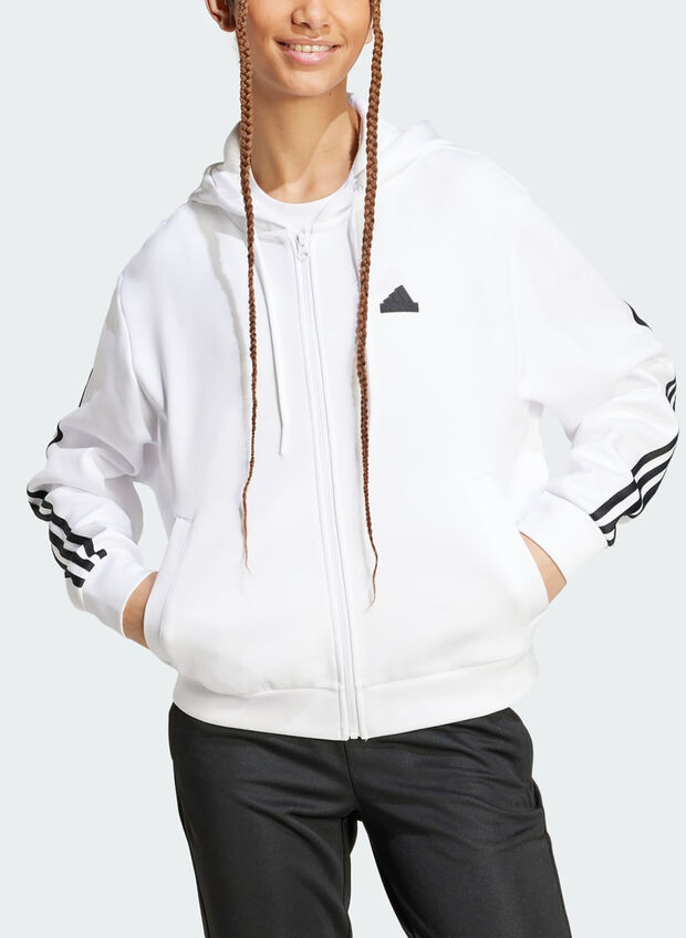 FELPA HOODIE 3 STRIPES, WHT, large