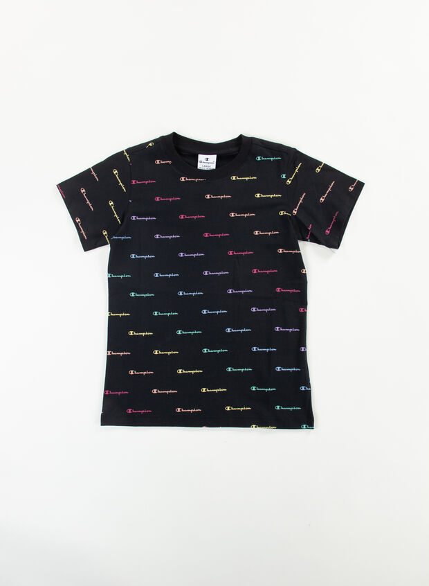 T-SHIRT LOGO ALL OVER RAGAZZA, KL001 BLK, large