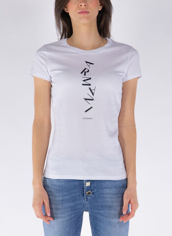T-SHIRT CON STAMPA LOGO VERTICALE, 1000 WHT, small