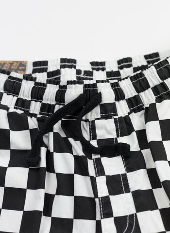 SHORTS ELASTIC RANGE CHECK RAGAZZO, BLKWHT, small