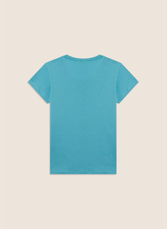 T-SHIRT CON LOGO GLITTER, C69 CELESTE, medium