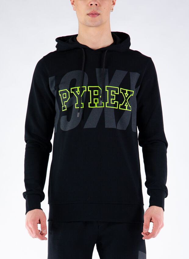 FELPA CAPPUCCIO CHIUSO LOGO, NERO, large