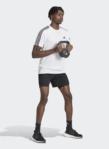 T-SHIRT DA ALLENAMENTO TRAIN ESSENTIALS 3-STRIPES, WHT, small