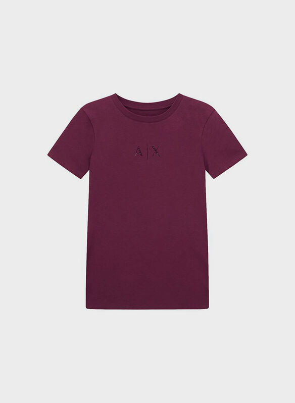 T-SHIRT LOGO AX STRASS, UA343 BORDO, medium