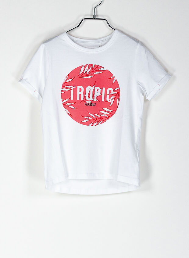 T-SHIRT PRINTED RAGAZZA, BRIGHT WHT, large