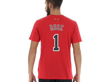 T-SHIRT GAMETIME CHICAGO BULLS D. ROSE UOMO, RED, small