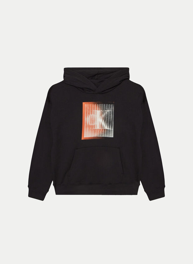FELPA HOODIE CON STAMPA LOGO RAGAZZO, BEH BLK, large