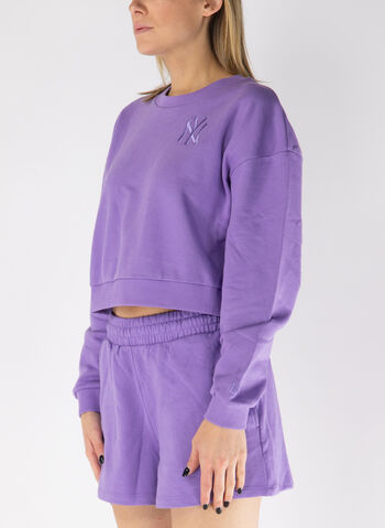 FELPA CROP LOGO RICAMO, PURPLE, small